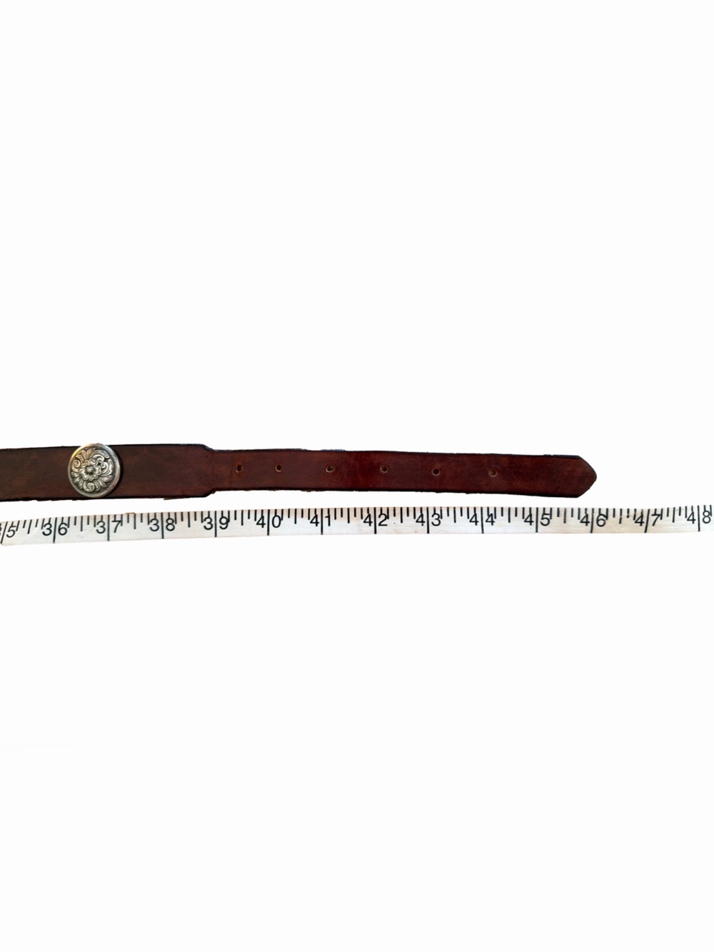 Vintage Brown genuine Leather Western Belt with Floral Silver Conchos - Picture 8 of 8